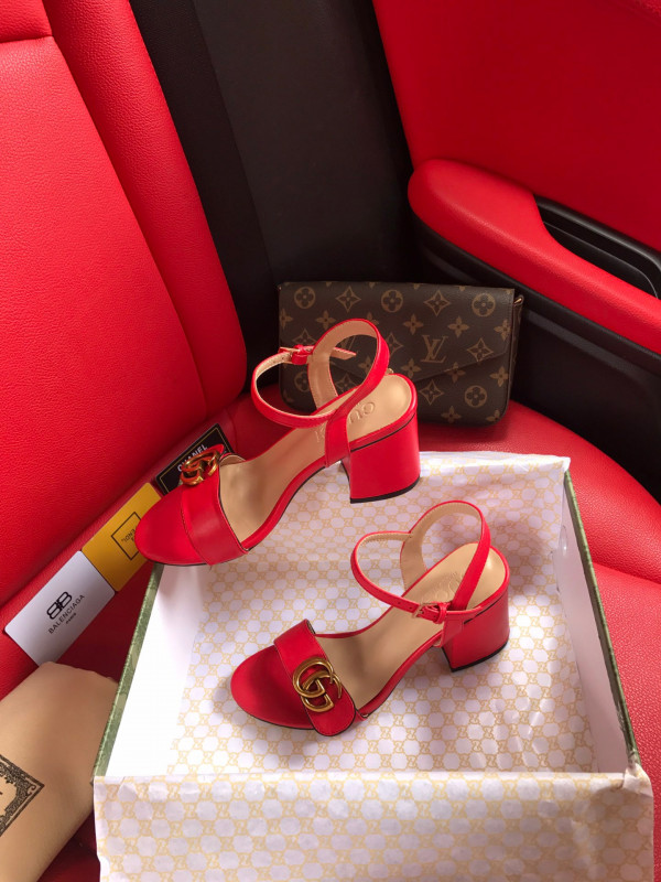 G*u*i leather mid-heel sandal